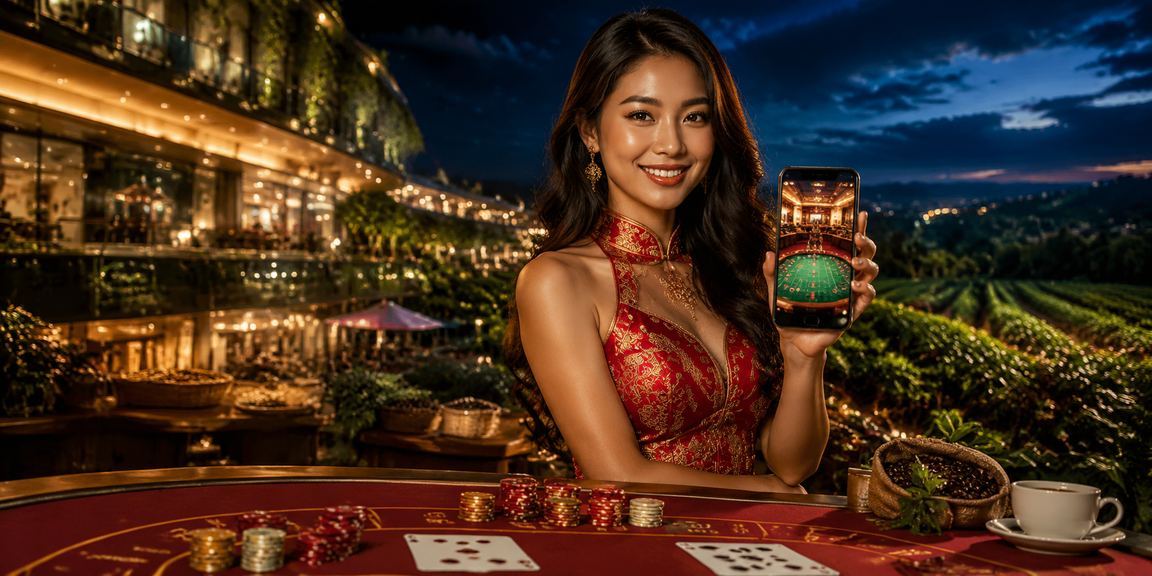 Người dùng Việt Nam ngồi thư giãn bên bờ biển, biểu tượng cân bằng và chơi game có trách nhiệm