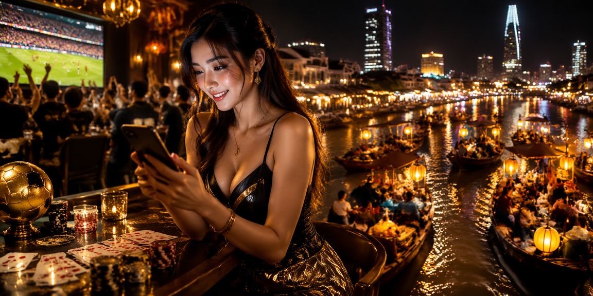 Người dùng Việt Nam trải nghiệm game bài trực tuyến với ánh đèn neon sôi động tại TP. Hồ Chí Minh