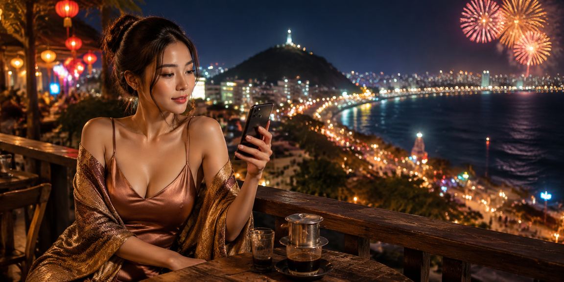 Người chơi tại Vũng Tàu kiểm tra giao dịch nạp tiền vc88 qua điện thoại bên bàn cà phê